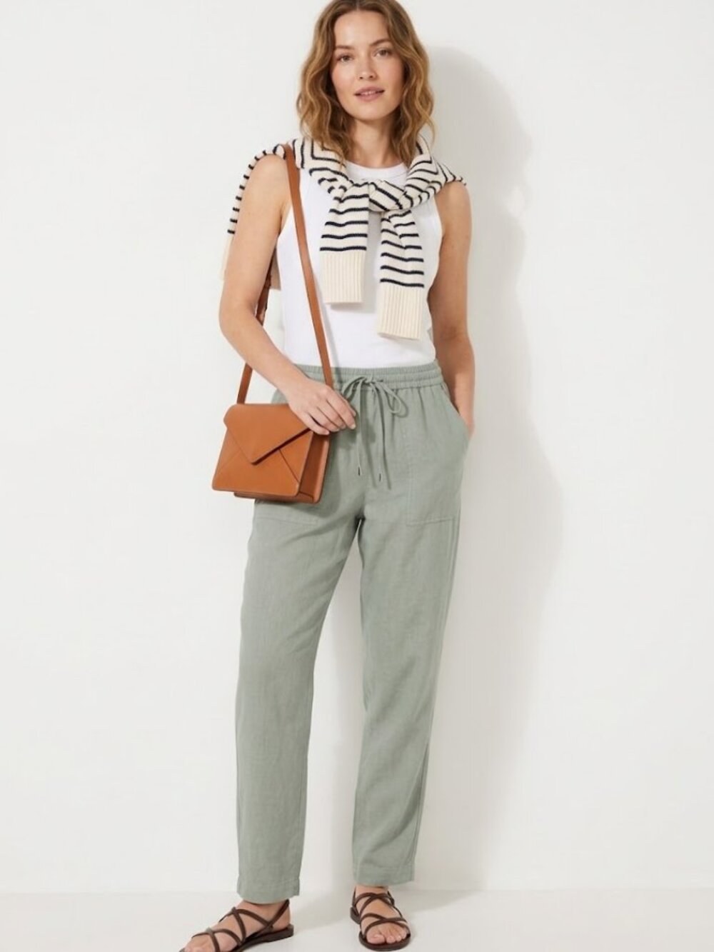 J.Crew Seaside Linen Blend Pants in Faded Pistachio | Size XL Tall
